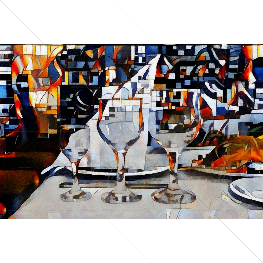 Cutlery and Glasses on Table — custom-size art design 5012332
