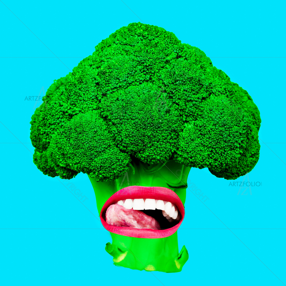 Vegan Broccoli and Lips — custom-size art design 5012337