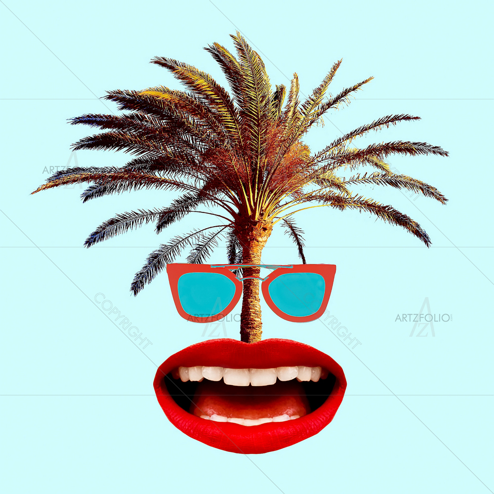 Contemporary Lips & Palm — custom-size art design 5012340