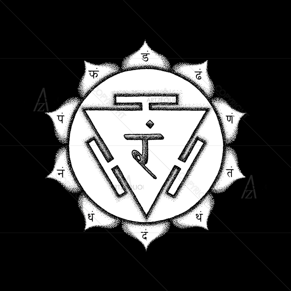 Third Chakra Manipura Sanskrit Jewels City Mantra Ram — Devotional custom art by ArtzFolio