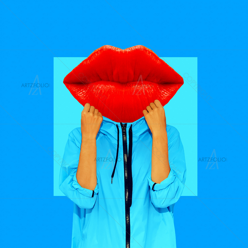 Girl Red Lips — custom-size art design 5012354