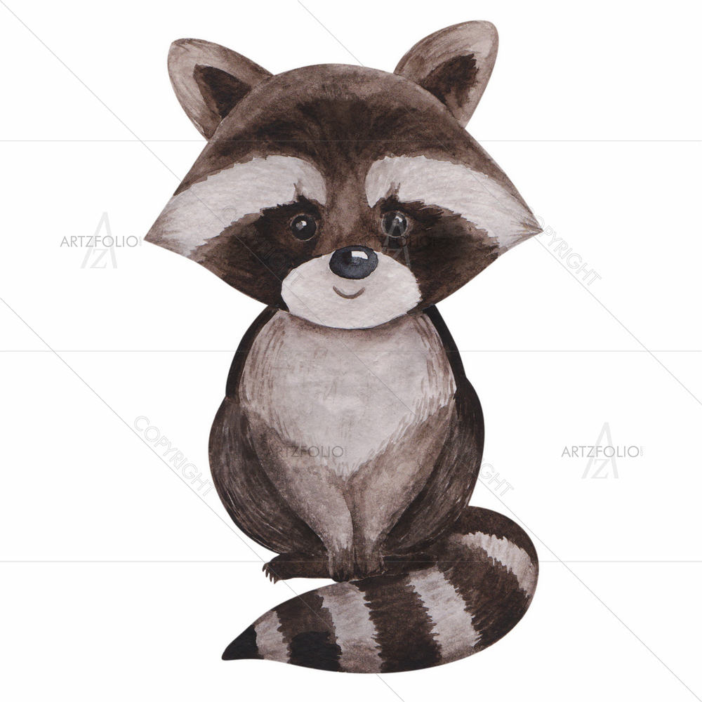 Watercolor Little Racoon — custom-size art design 5012368