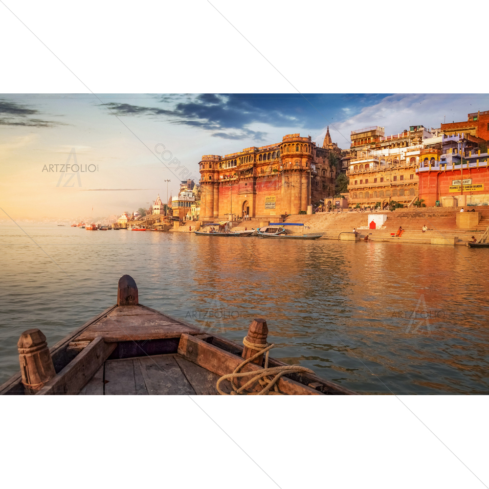 Varanasi Ganges River Ghat D1 — custom-size art design 5012374