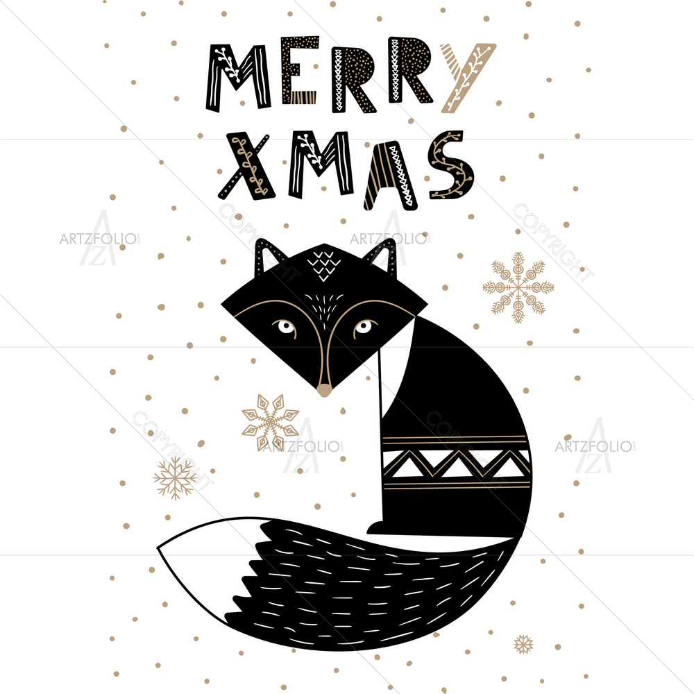 Scandinavian Christmas Fox — Devotional custom art by ArtzFolio