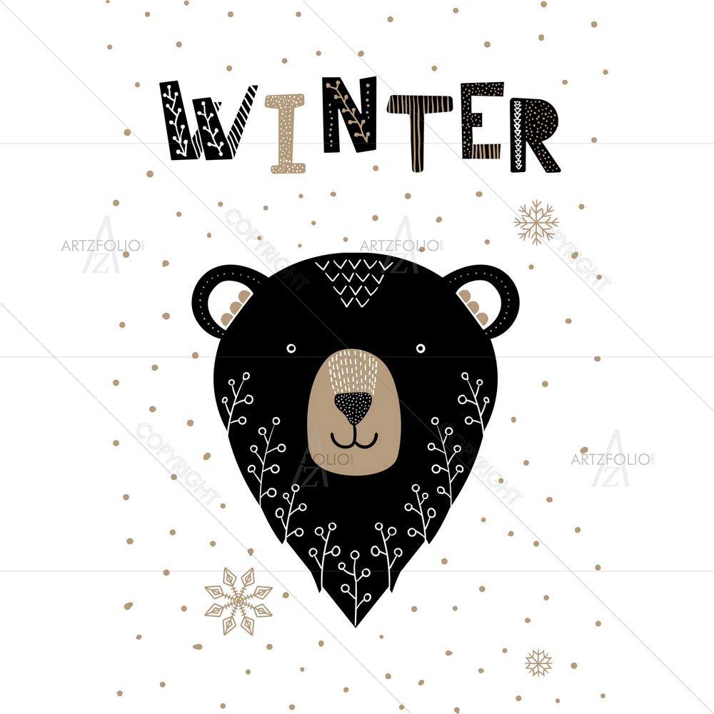 Scandinavian Christmas Bear — custom-size art design 5012379