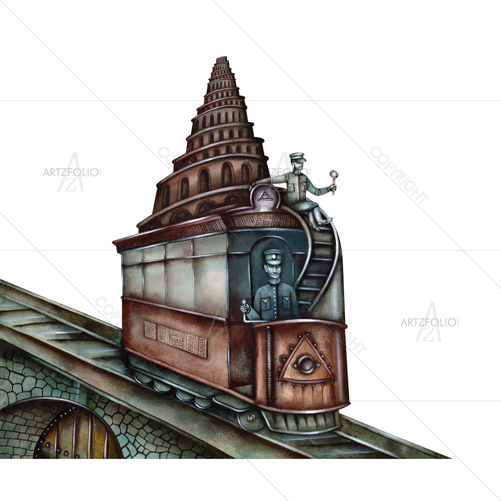 Steam Punk Tram — custom-size art design 5012387