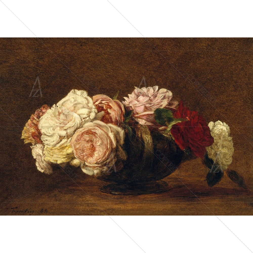 Roses in Bowl, Henri Fantin-Latour, 1883 — custom-size art design 5012419