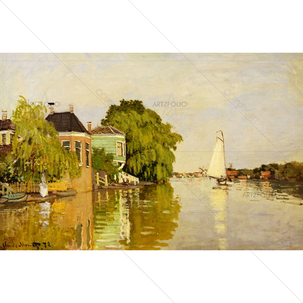 Houses on Achterzaan, Claude Monet, 1871 — custom-size art design 5012425