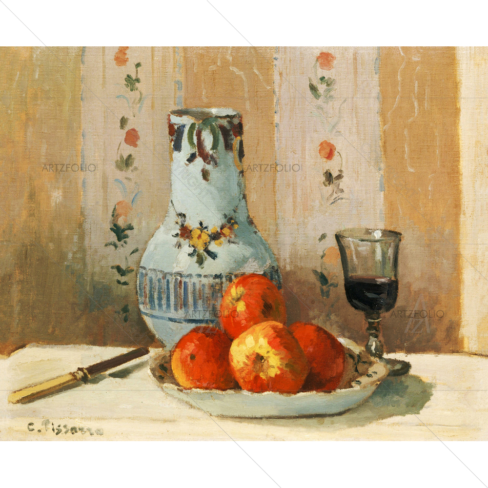 Still Life with Apples and Pitcher, Camille Pissarro, 1872 — custom-size art design 5012431