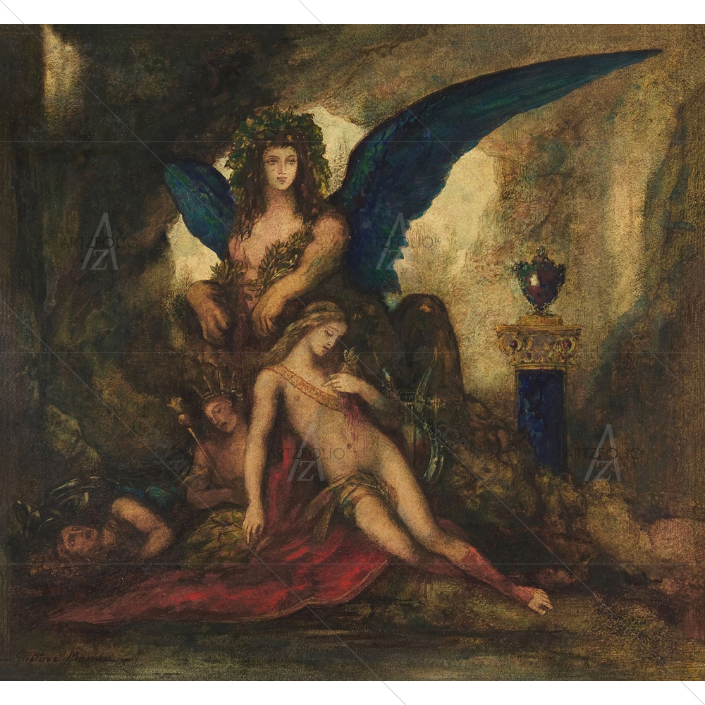 Sphinx in Grotto, Gustave Moreau, 1850-90 — Eygptian custom art by ArtzFolio