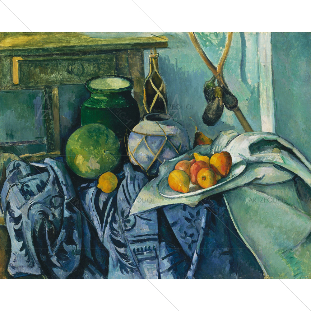 Still Life with Ginger Jar and Eggplants, Paul Cezanne, 1893-94 — custom-size art design 5012464