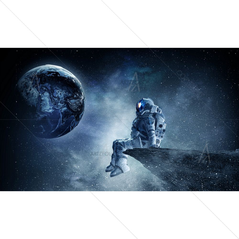 Spaceman on Rock Edge — custom-size art design 5012477