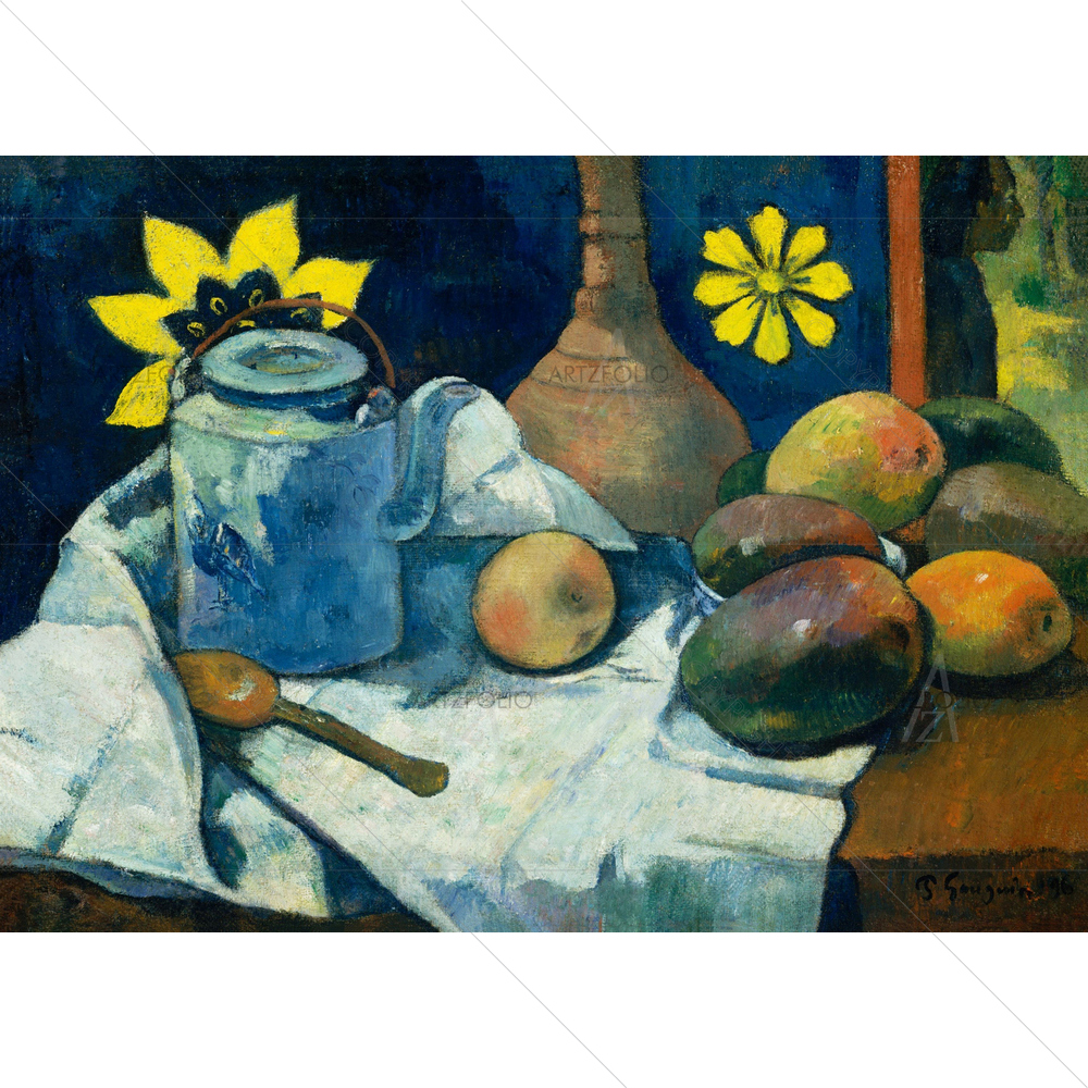 Still Life with Teapot and Fruit, Paul Gauguin, 1896 — French custom art by ArtzFolio
