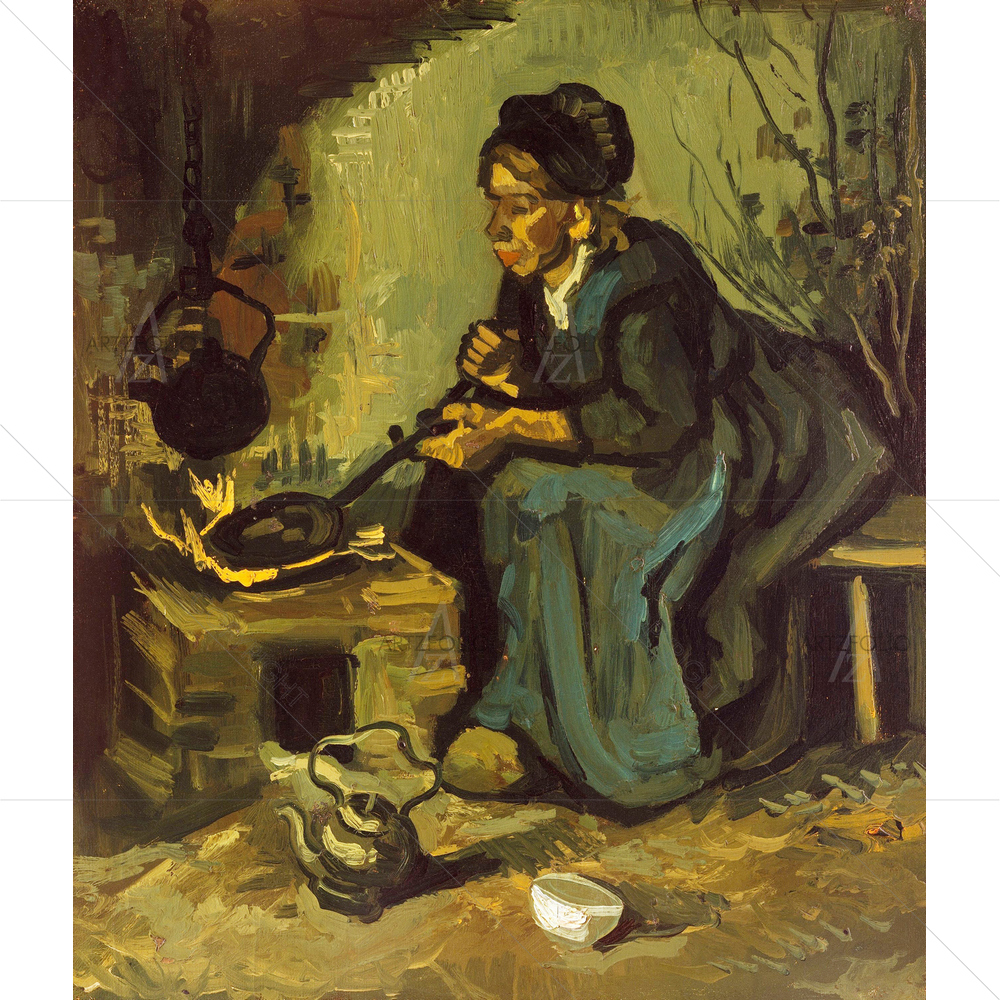 Peasant Woman Cooking, Vincent Van Gogh, 1885 — custom-size art design 5012498