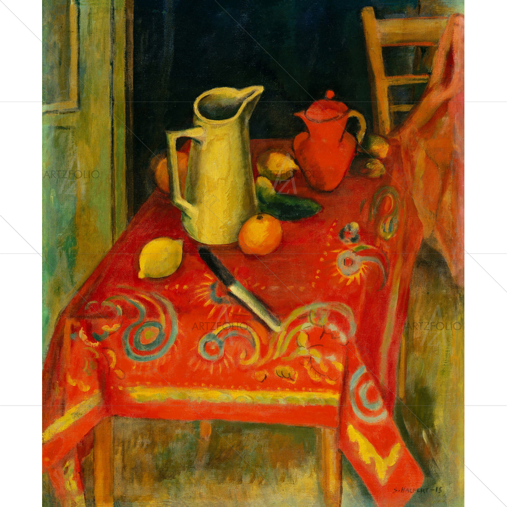 The Red Tablecloth, Samuel Halpert, 1915 — American custom art by ArtzFolio