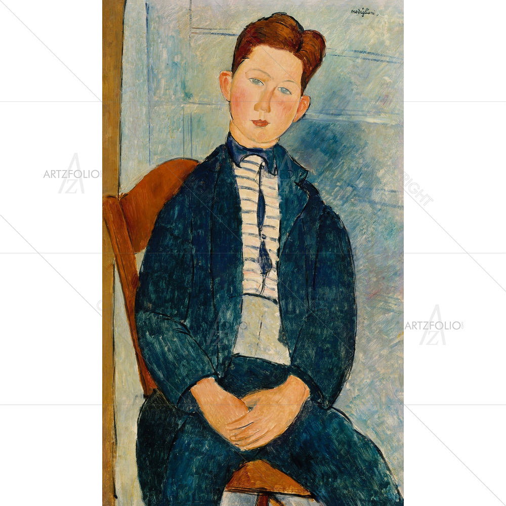 Boy in Striped Sweater, Amedeo Modigliani, 1918 — custom-size art design 5012510