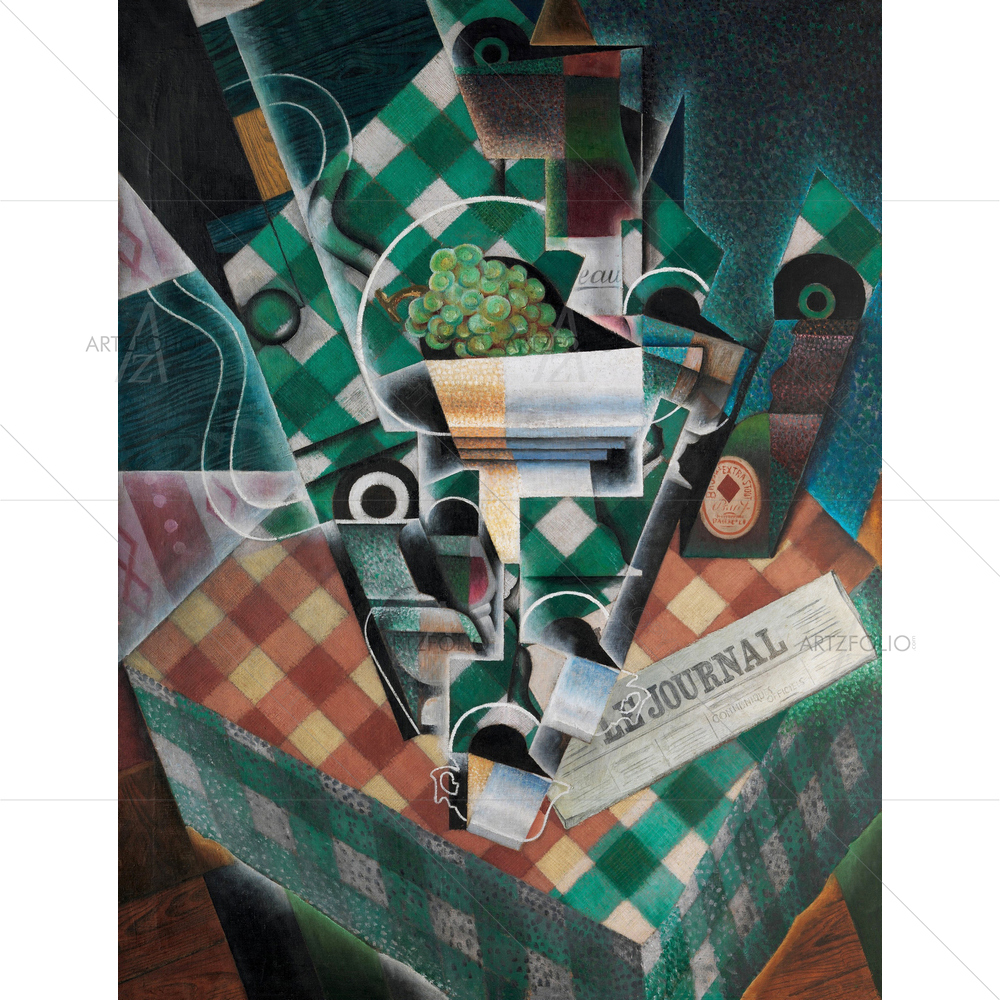 Still Life with Checked Tablecloth, Juan Gris, 1915 — custom-size art design 5012548