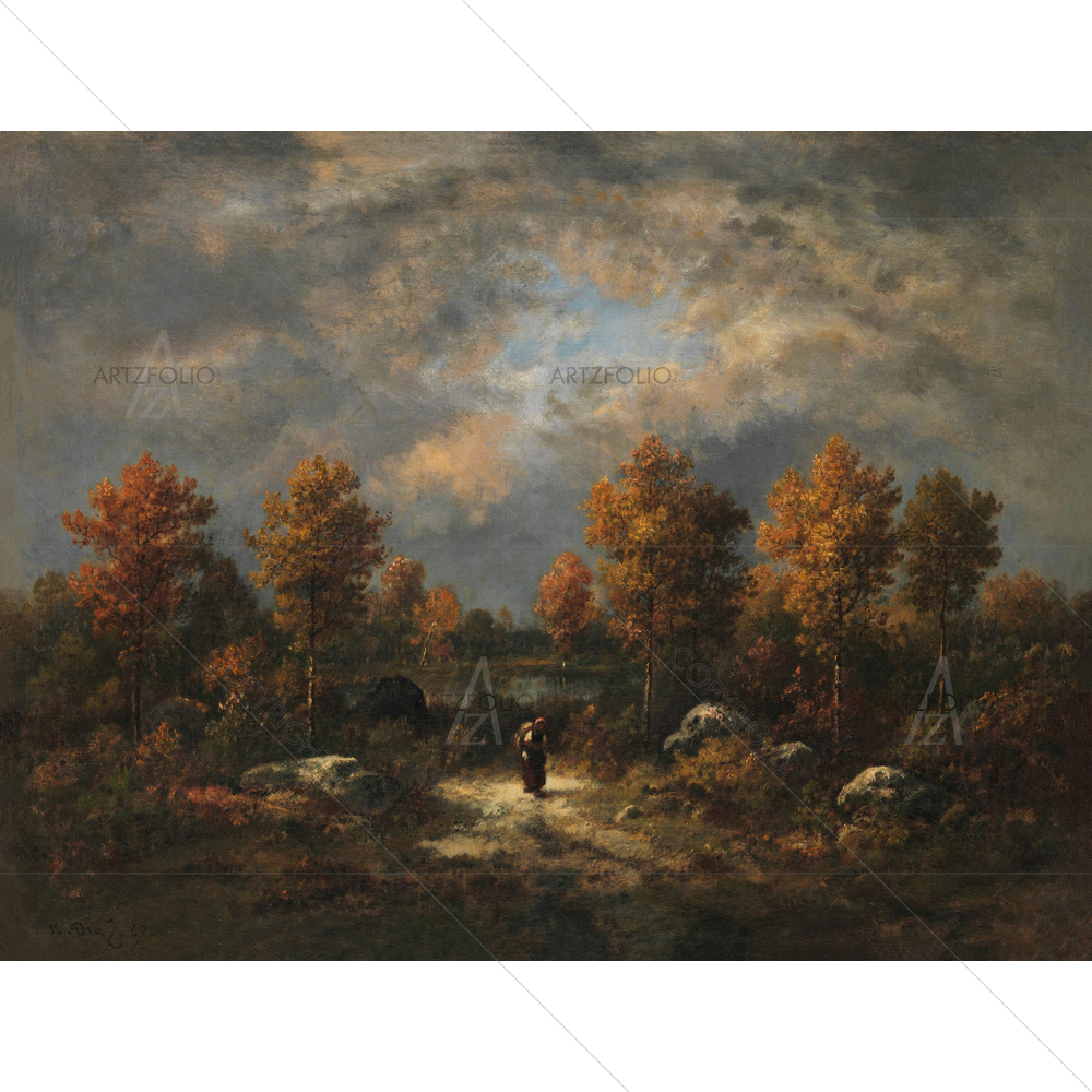 The Woodland Pond, Narcisse Virgilio Diaz, 1867 — custom-size art design 5012551