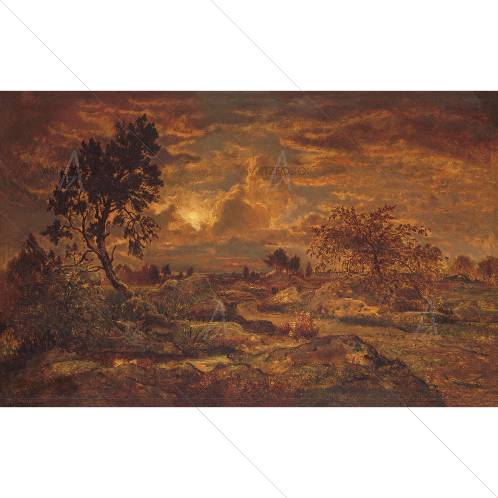 Sunset Near Arbonne, Theodore Rousseau, 1860-65 — custom-size art design 5012552