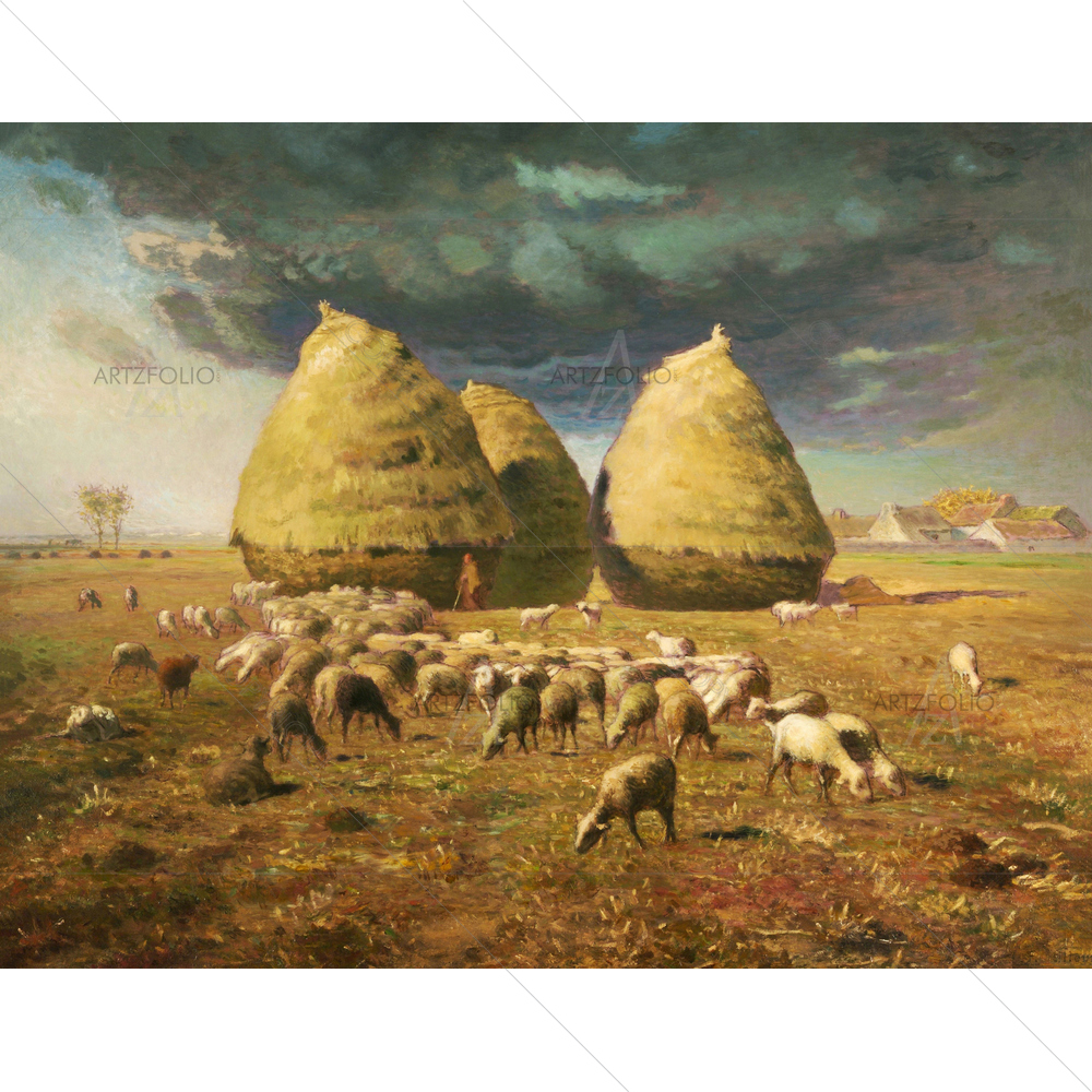 Haystacks Autumn, Jean- Francois Millet, 1874 — custom-size art design 5012553