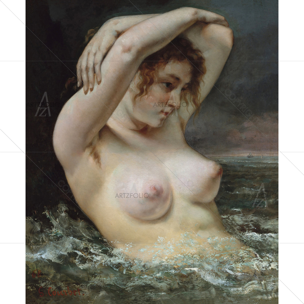 The Woman in Waves, Gustave Courbet, 1868 — Portraits custom art by ArtzFolio