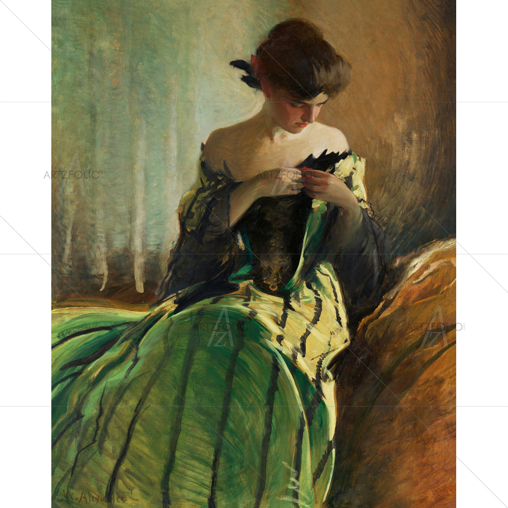Study in Black and Green, John White Alexander, 1909 — custom-size art design 5012573