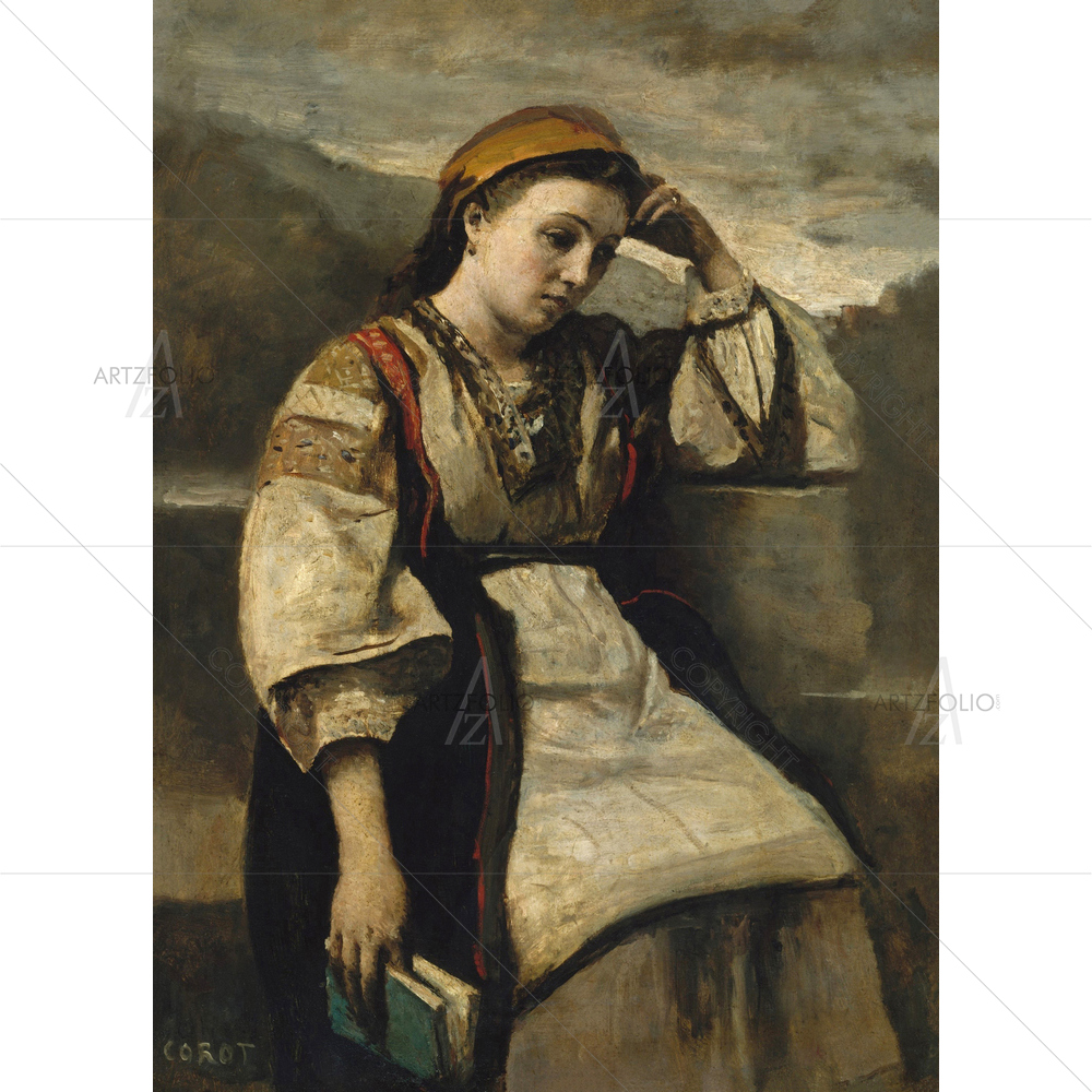 Reverie, Camille Corot, 1860-65 — custom-size art design 5012592