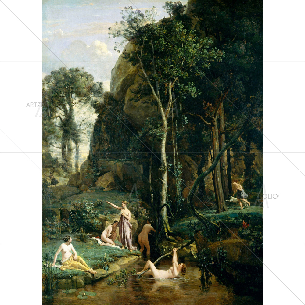 Diana and Actaeon, Camille Corot, 1835 — custom-size art design 5012597