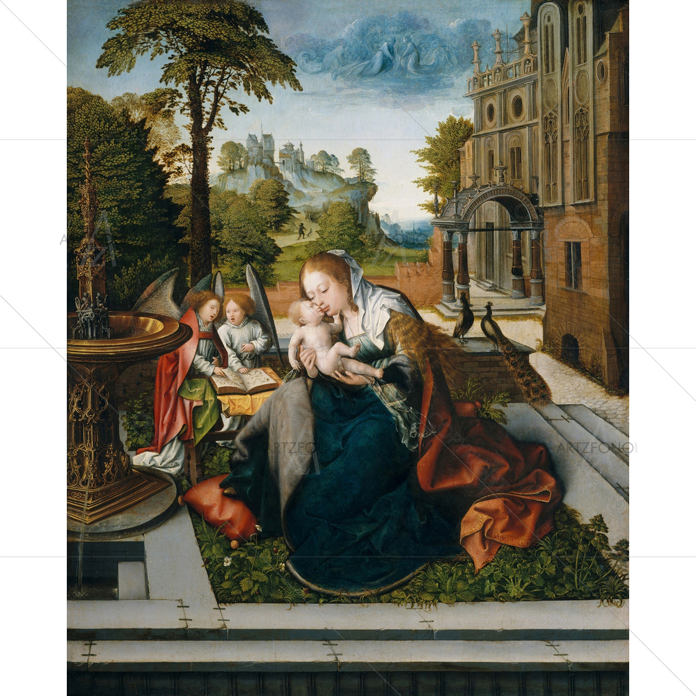 Virgin and Child with Angels, Bernard Van Orley, 1518 — custom-size art design 5012600