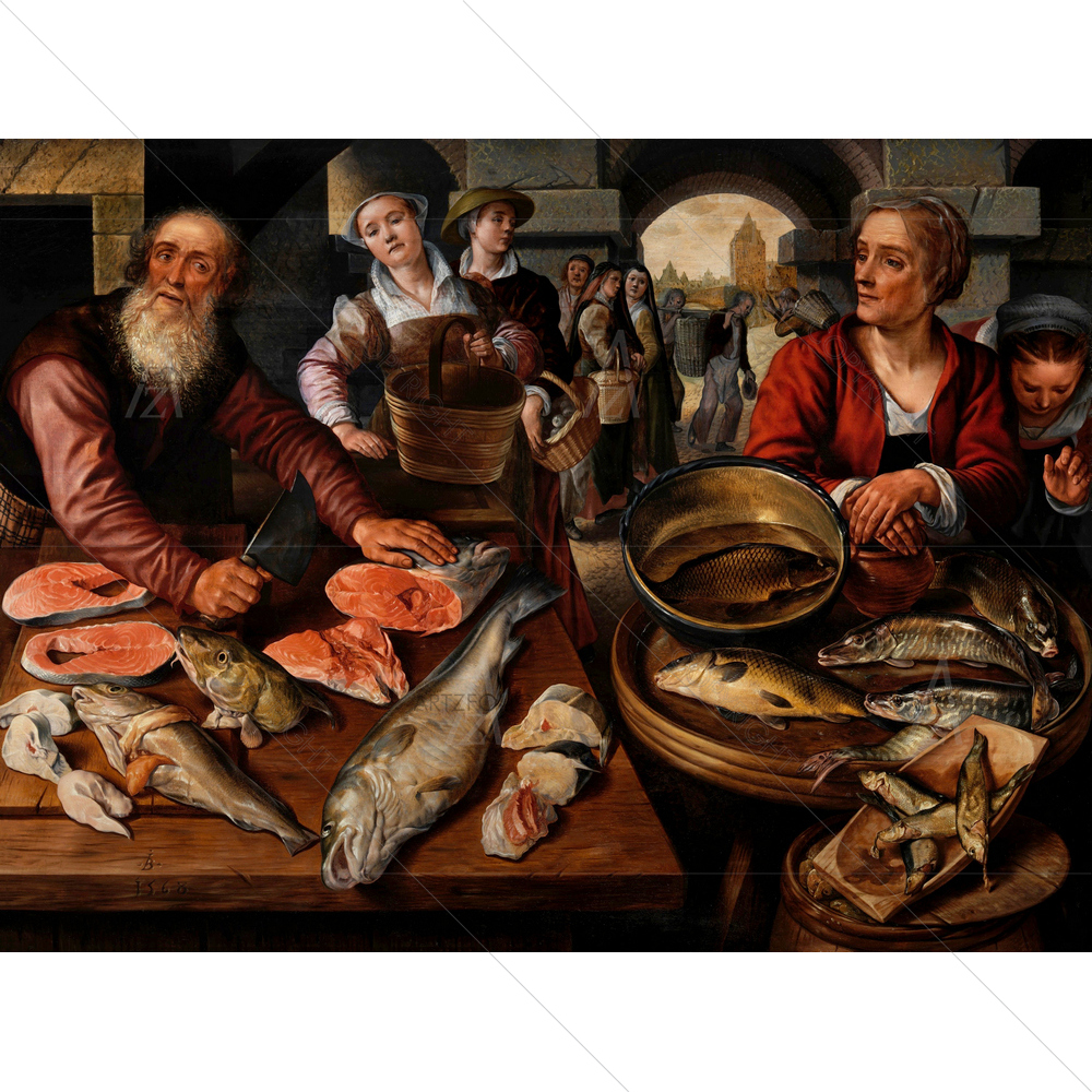 Fish Market, Joachim Beuckelaer, 1568 — Cities custom art by ArtzFolio