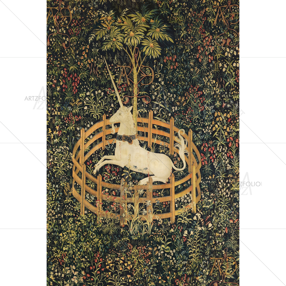Unicorn in Captivity, 1495-1505 — Botanical custom art by ArtzFolio