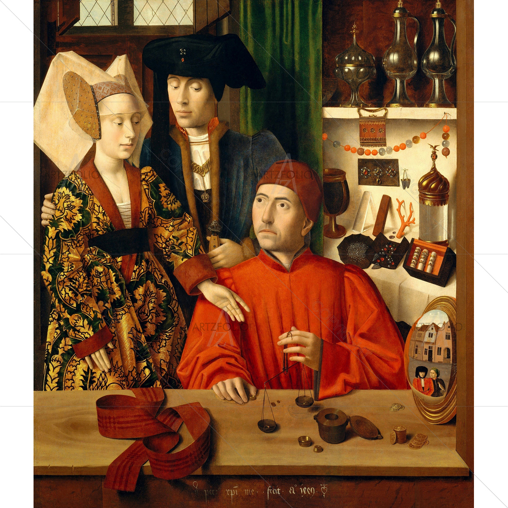 Goldsmith in His Shop, Petrus Christus, 1449 — Devotional custom art by ArtzFolio