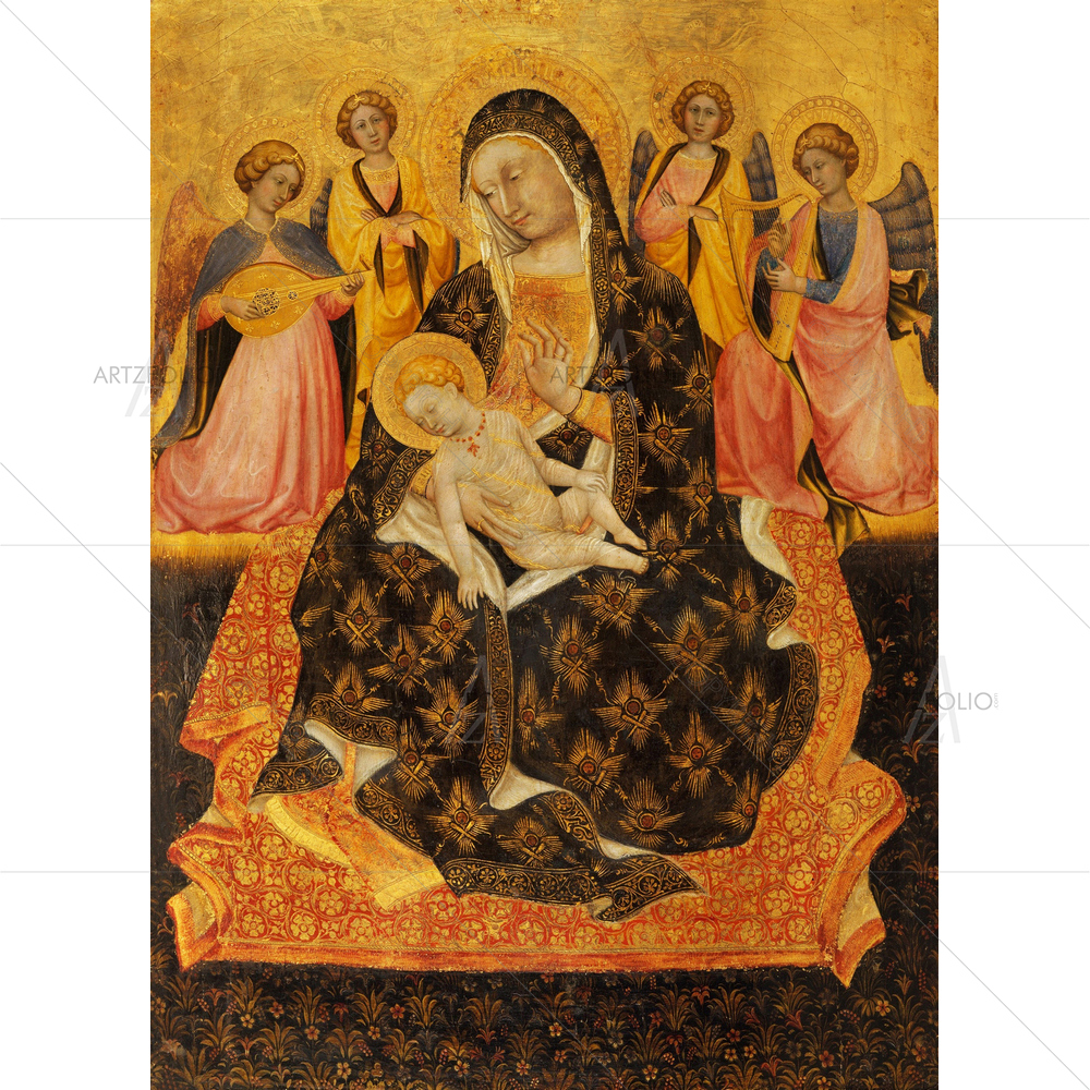 Madonna and Child Saints with Angels, Pietro Di Domenico, 1420 — custom-size art design 5012625