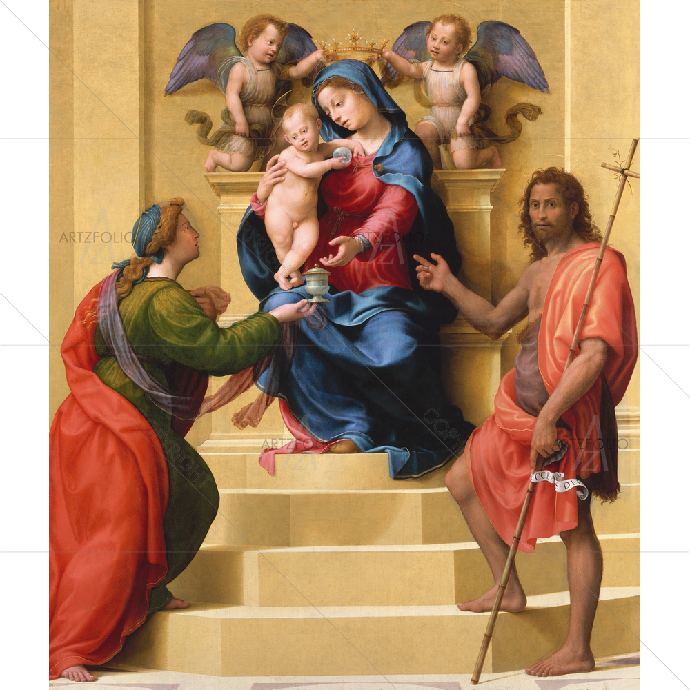 Madonna & Child with Mary Magdalen & John the Baptist, Giuliano Bugiardini, 1523 — custom-size art design 5012626