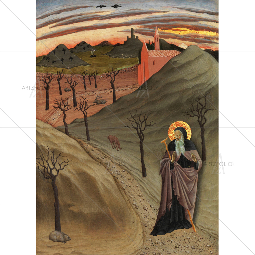 Saint Anthony the Abbot in Wilderness, Osservanza Master, 1435 — Devotional custom art by ArtzFolio