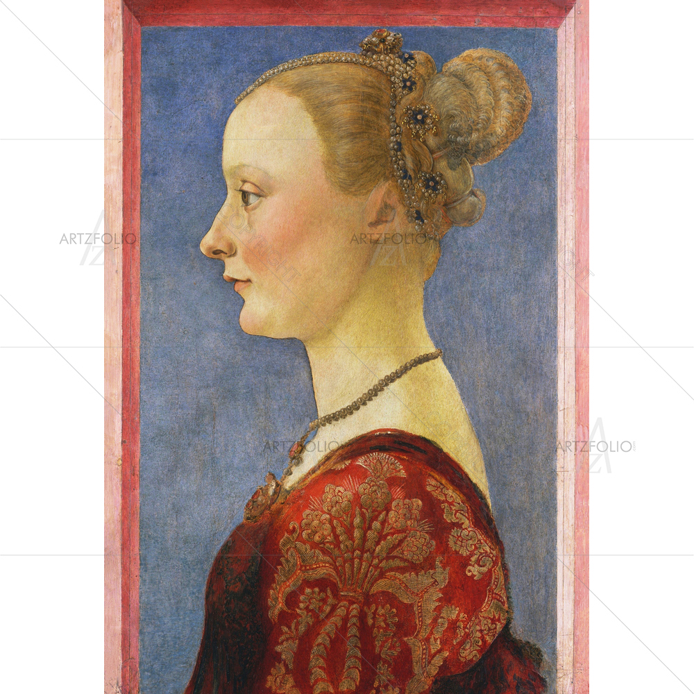 Portrait of a Woman, Piero Del Pollaiuolo, 1480 — Fluid marble custom art by ArtzFolio