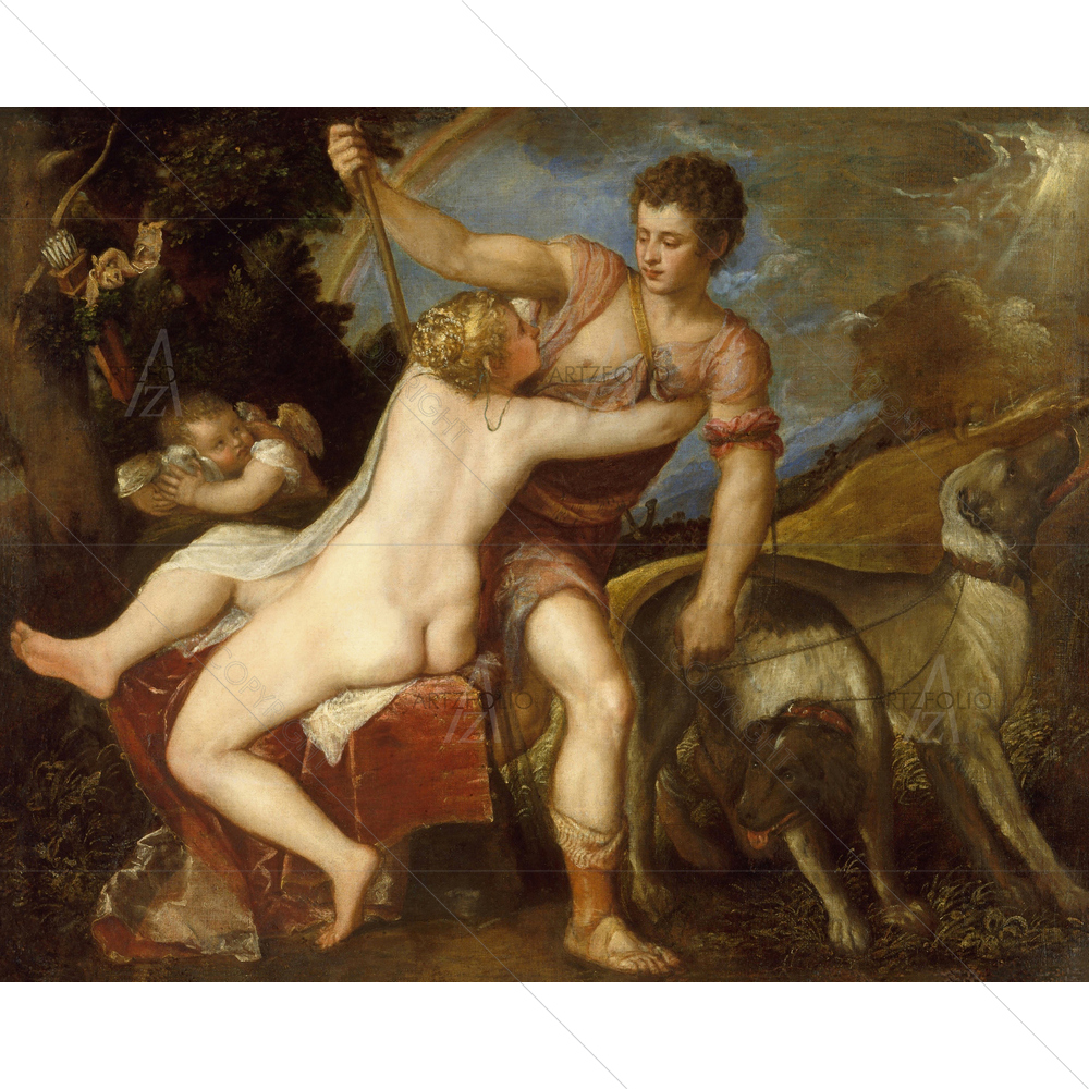 Venus and Adonis, Titian, 1545-75 — custom-size art design 5012654