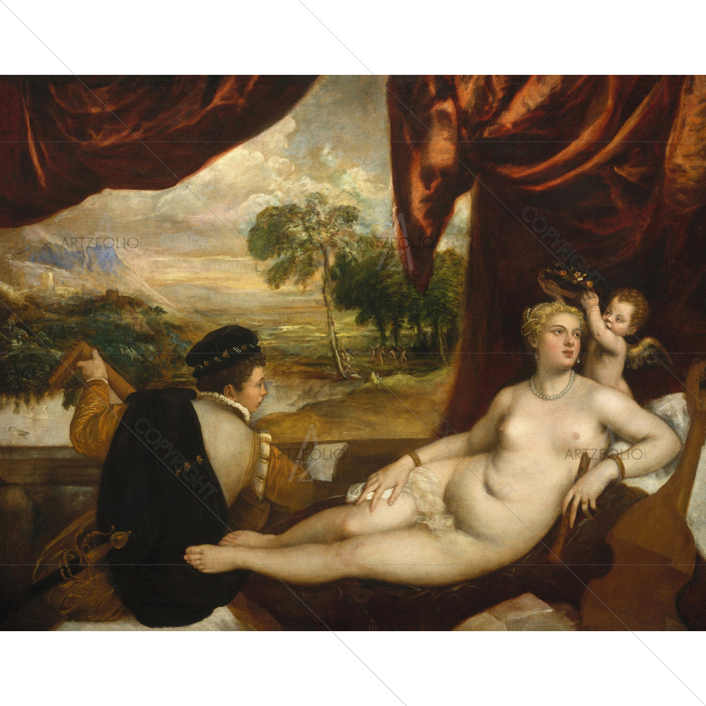 Venus and The Lute Player, Titian, 1566-70 — custom-size art design 5012656