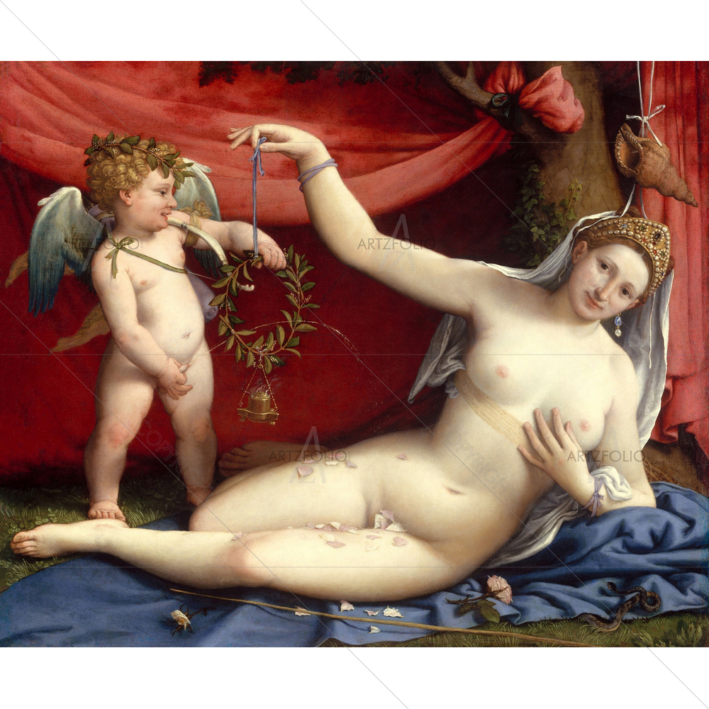 Venus and Cupid, Lorenzo Lotto, 1520 — Devotional custom art by ArtzFolio