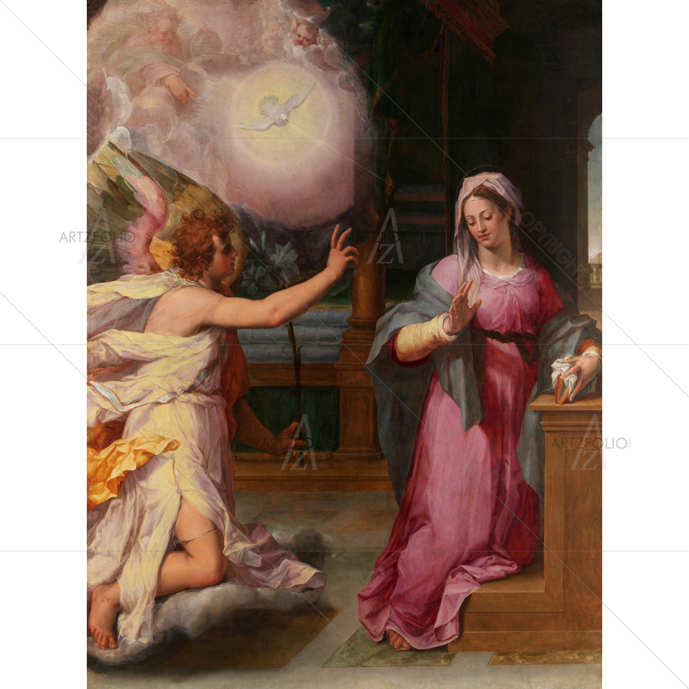 The Annunciation, Peter Candid, 1585 — custom-size art design 5012661