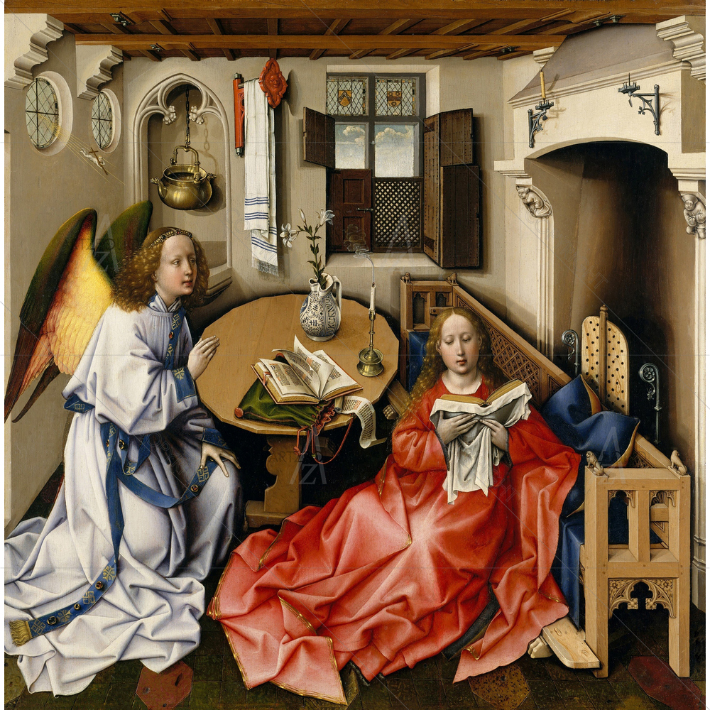 Annunciation Triptych, Robert Campin, 1427-32 — Devotional custom art by ArtzFolio