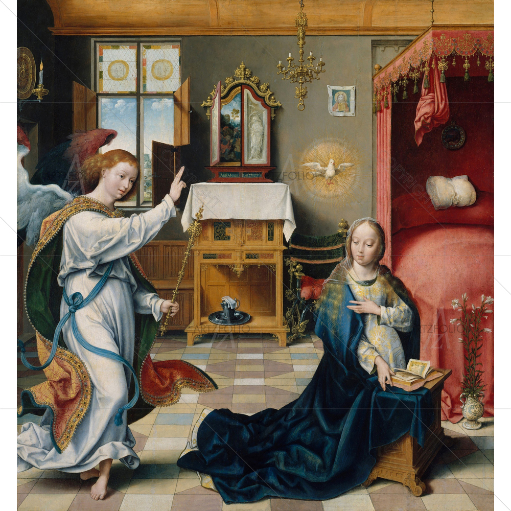 The Annunciation, 1525 by Joos Van Cleve — Devotional custom art by ArtzFolio
