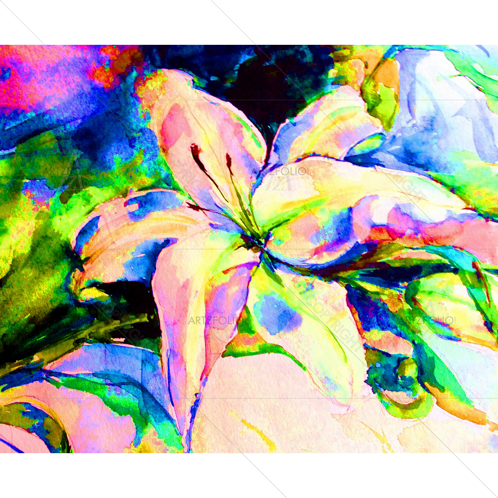 Watercolor Flower White Lily — custom-size art design 5012680