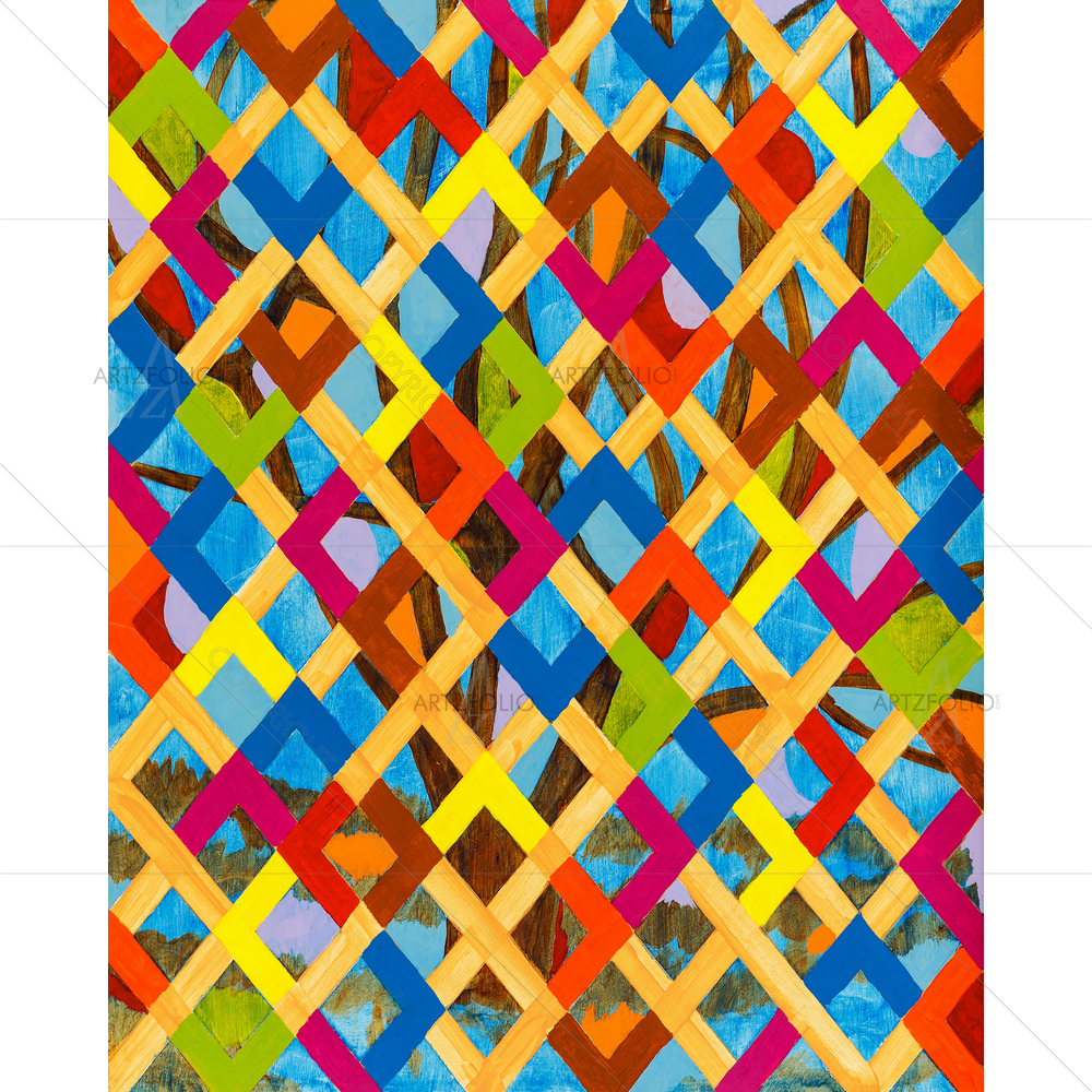 Colorful Trellis With Tree — Devotional custom art by ArtzFolio
