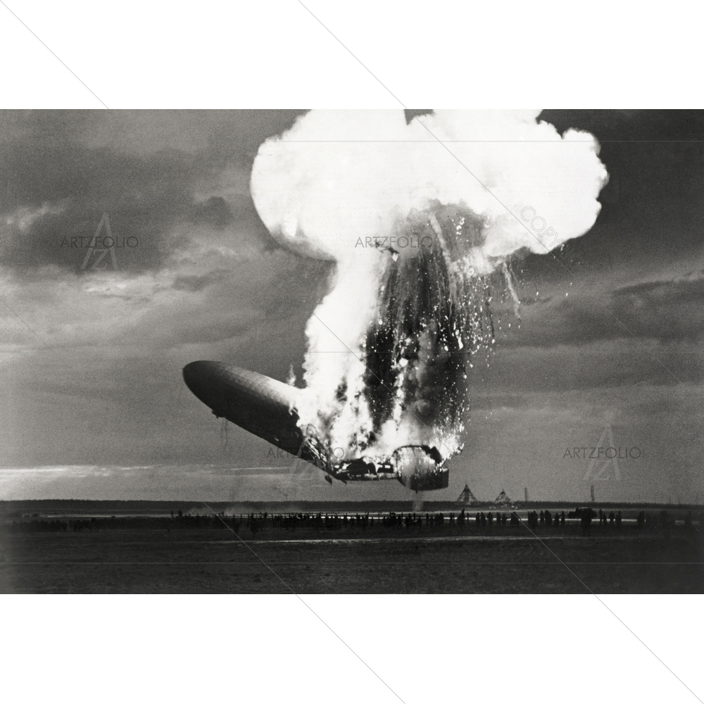 German Airship Hindenburg Burning, May 1937 — custom-size art design 5012705