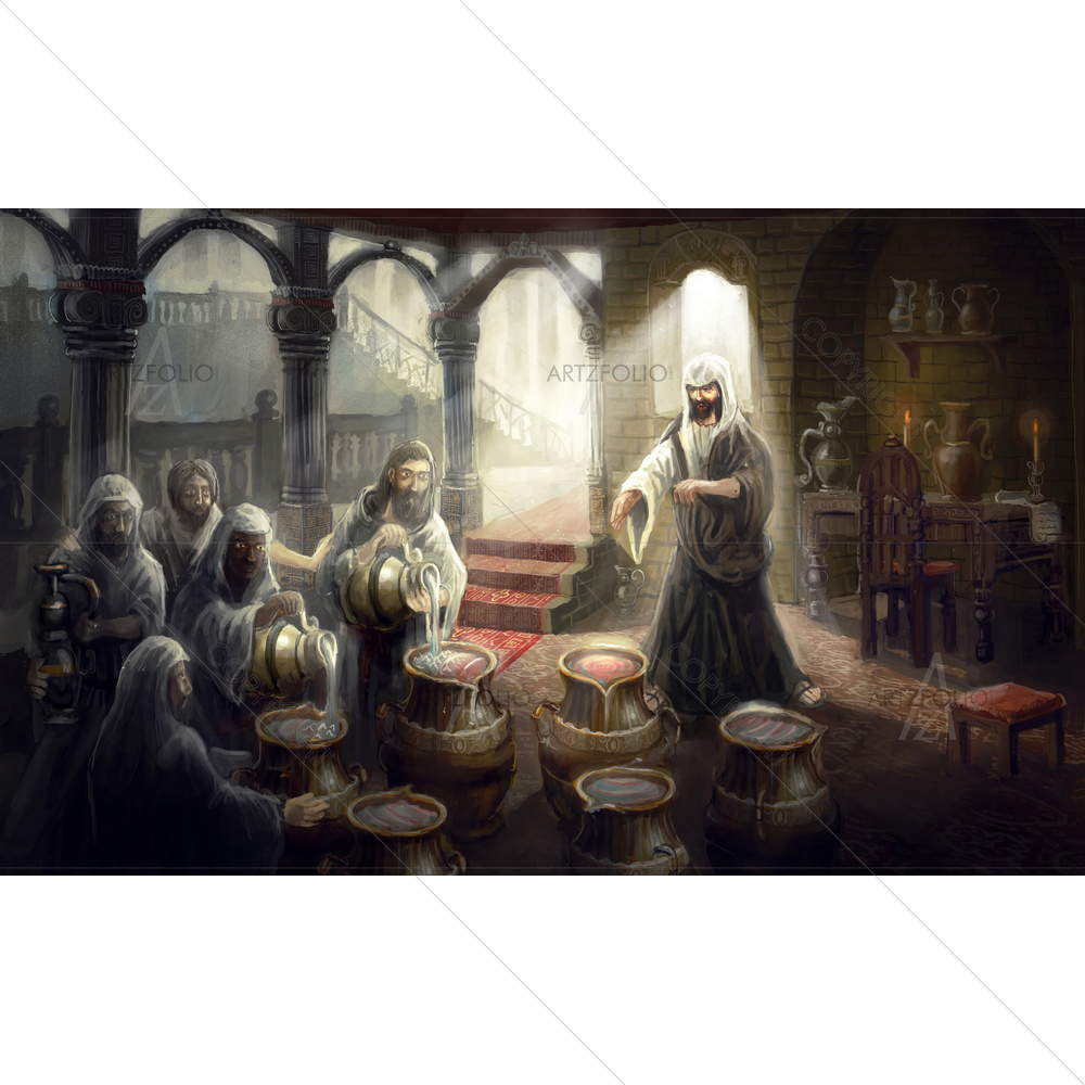 Jesus Christ Turning Water to Wine — custom-size art design 5012723