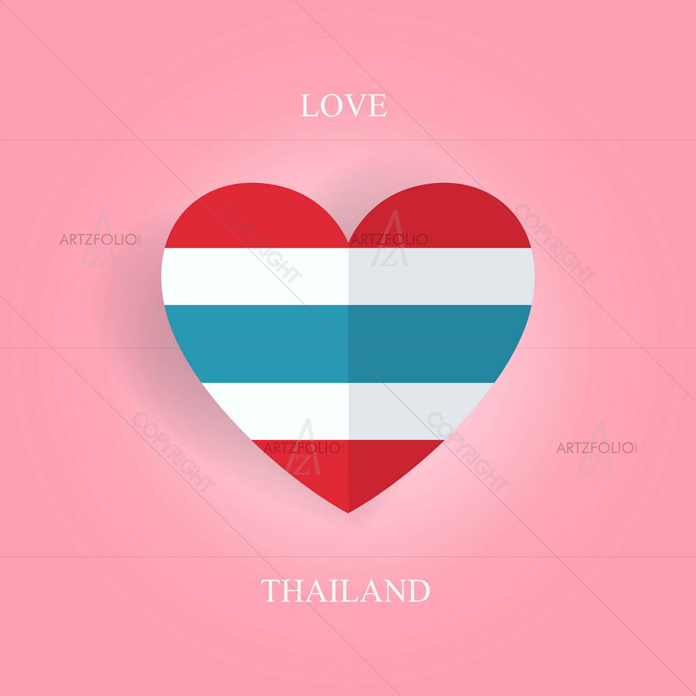 Thailand Flag in Heart Shape — Abstract custom art by ArtzFolio