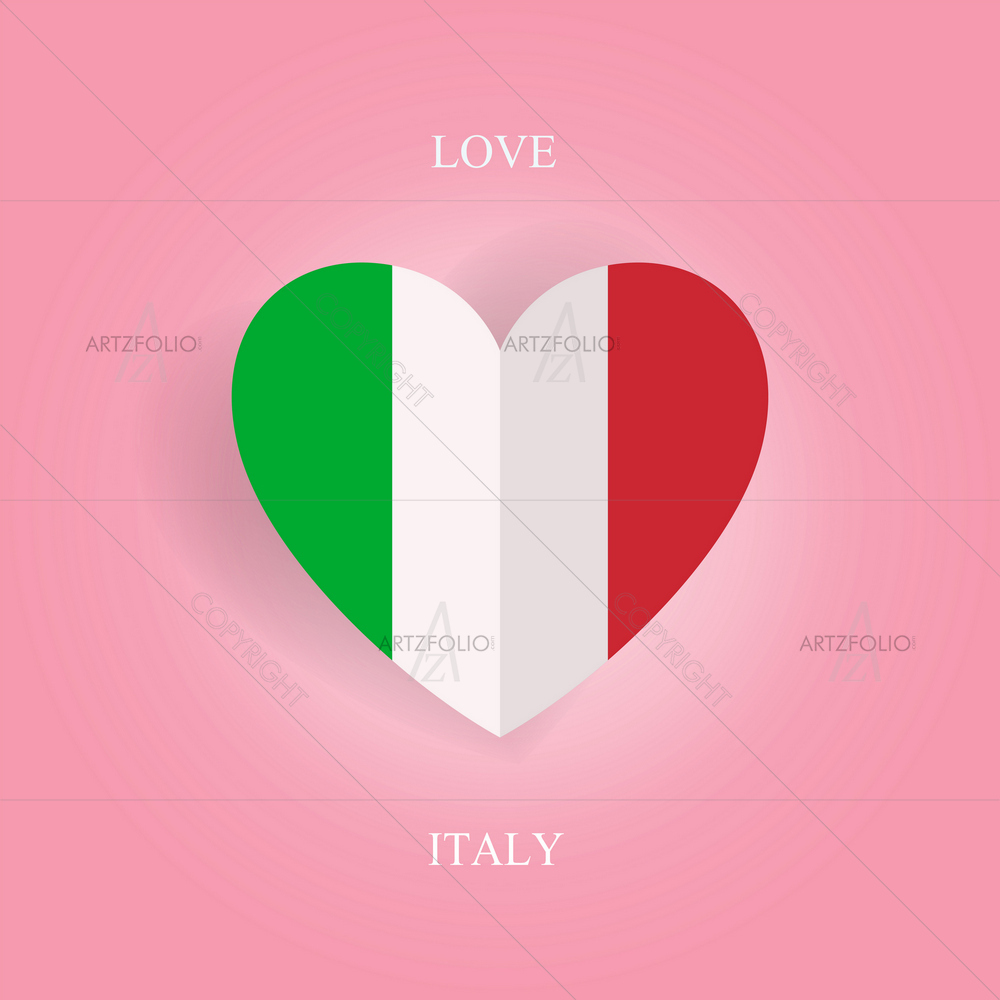 Italy Flag in Heart Shape — custom-size art design 5012727