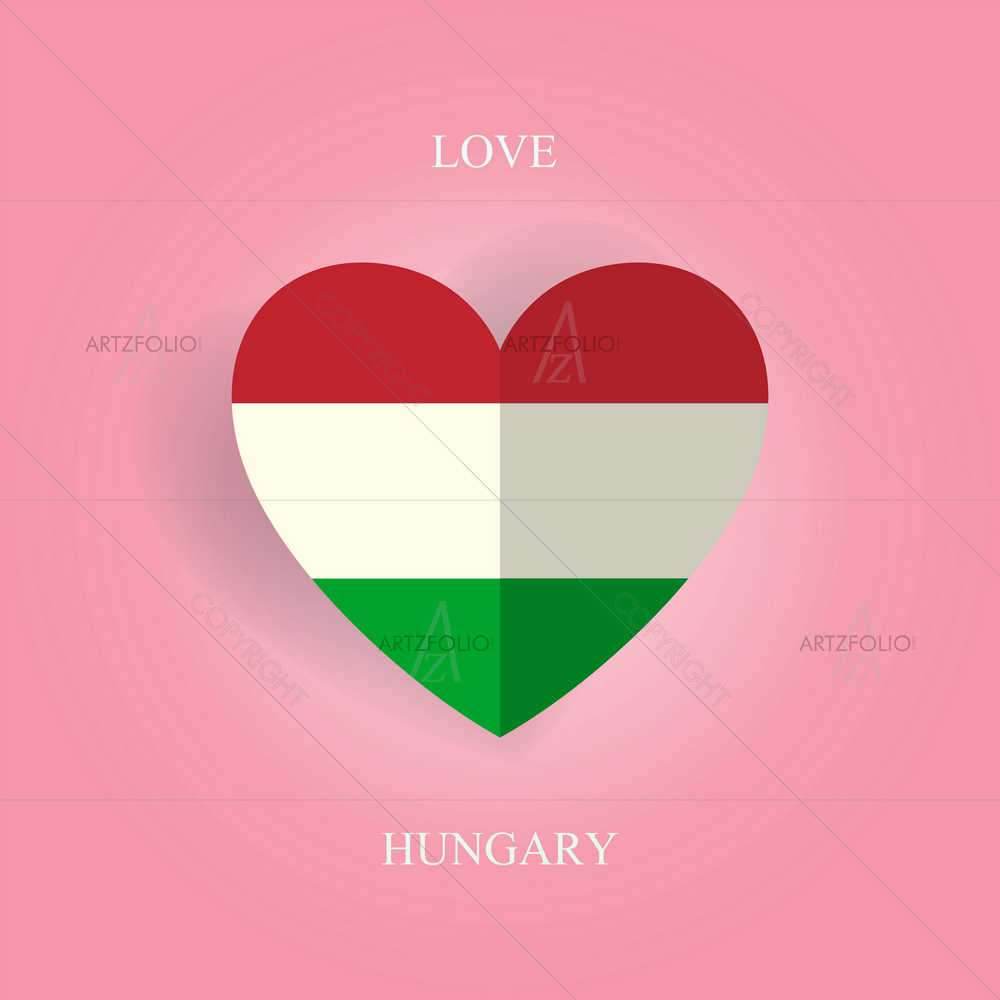 Hungary Flag in Heart Shape — custom-size art design 5012728