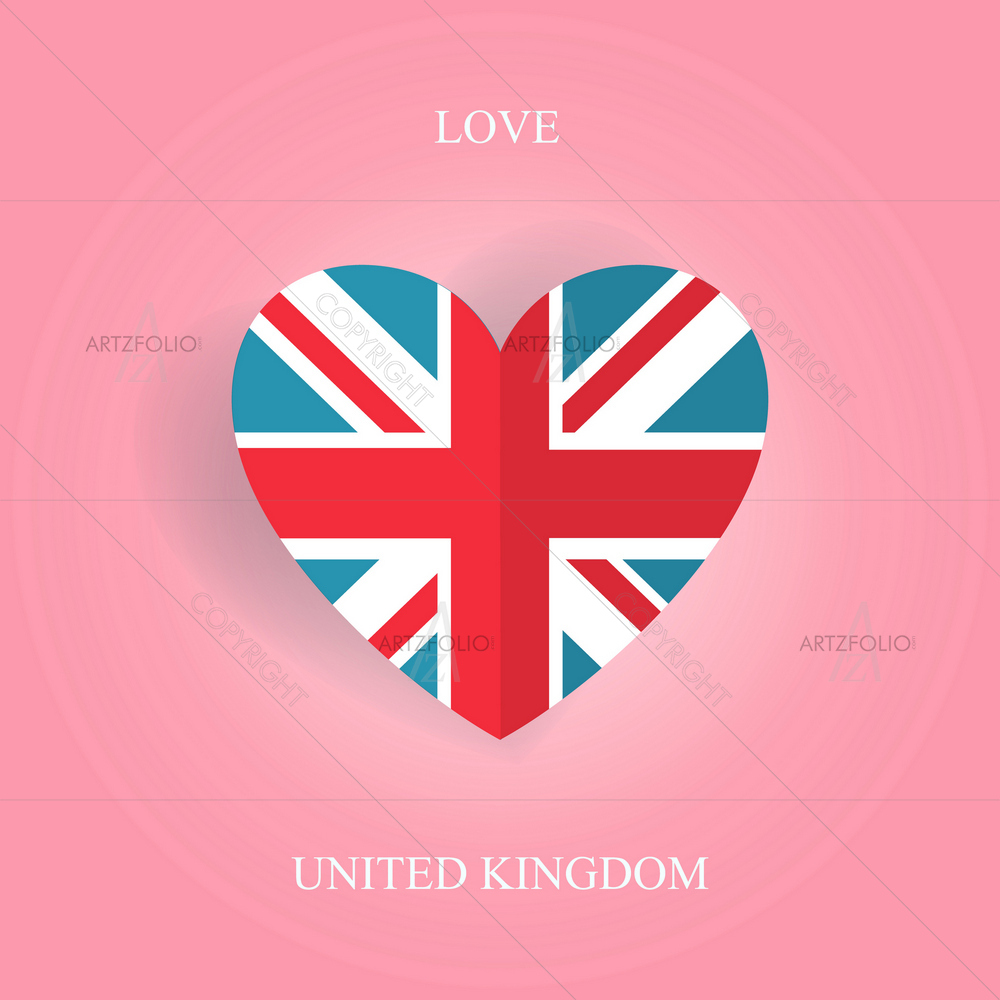 United Kingdom Flag in Heart Shape — custom-size art design 5012730